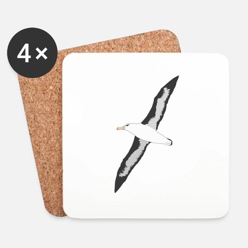 Schwarze Augenbrauen Albatrosse - Untersetzer (4er-Set) - Weiß