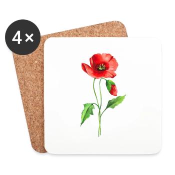 Fleur - Dessous de verre (lot de 4) - blanc - Devant