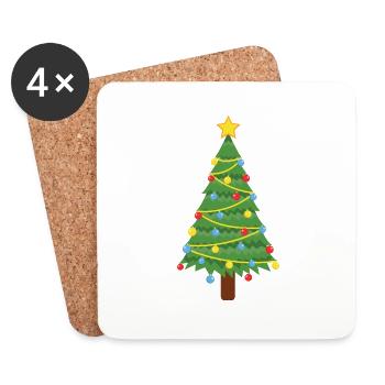 Sapin de Noël - Dessous de verre (lot de 4) - blanc - Devant