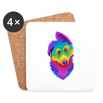 Pop Art Deutscher Schäferhund Welpe - Untersetzer (4er-Set) - Weiß - Vorne