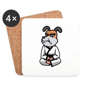Karate Fighting Dog Judo Dog Fighter Martial Arts - Coasters (set of 4) - white - Front