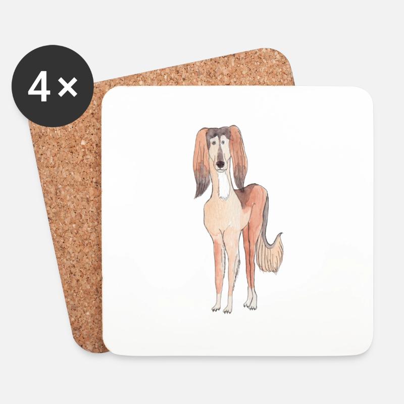 Saluki-Spaß - Untersetzer (4er-Set) - Weiß