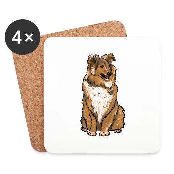 Sheltie Hund - Untersetzer (4er-Set) - Weiß - Vorne