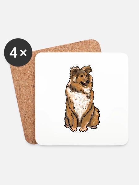 Sheltie Hund - Untersetzer (4er-Set) - Weiß