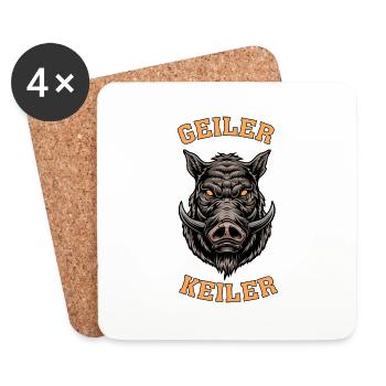 Geiler keiler Jäger Geschenk Jagd Wildschwein - Untersetzer (4er-Set) - Weiß - Vorne
