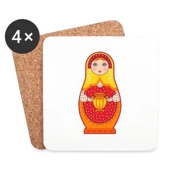 Matryochka Russie cadeau URSS - Dessous de verre (lot de 4) - blanc - Devant