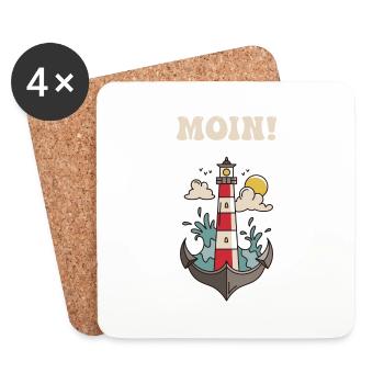 Leuchtturm Anker Moin Nordlicht Nord Meer Kapitän - Untersetzer (4er-Set) - Weiß - Vorne