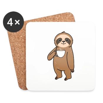 Sloth drinks coffee - Coasters (set of 4) - white - Front