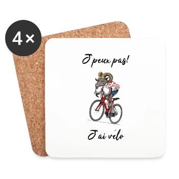 j' peux pas j ai vtt montagne - Dessous de verre (lot de 4) - blanc - Devant