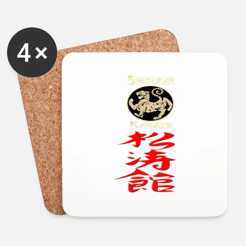 Karate Shotokan Tiger Logo Kanji Calligraphy - Untersetzer (4er-Set) - Weiß