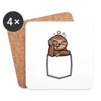 Pocket Chest Pocket Sloth Shirt Bag - Coasters (set of 4) - white - Front