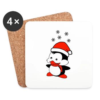 penguin loves Christmas - Coasters (set of 4) - white - Front