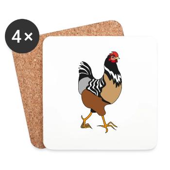 Huhn - Untersetzer (4er-Set) - Weiß - Vorne