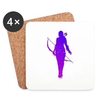 Archery Women Girls Silhouette Archery Bog - Coasters (set of 4) - white - Front