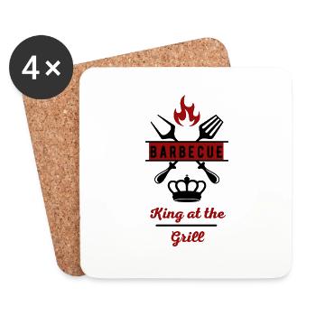 Barbecue King at the Grill-BBQ Spass - Untersetzer (4er-Set) - Weiß - Vorne