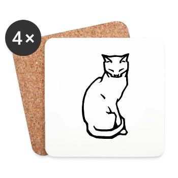 Chat - Dessous de verre (lot de 4) - blanc - Devant