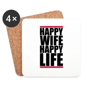 Texte Mme Happy - Dessous de verre (lot de 4) - blanc - Devant