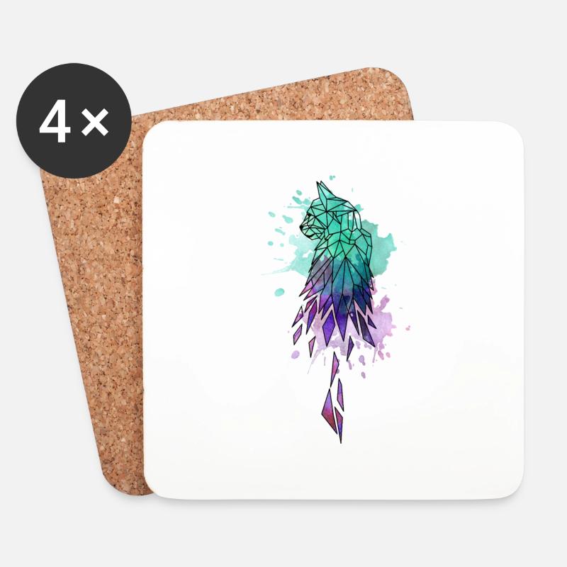 katze aquarell polygone - Untersetzer (4er-Set) - Weiß
