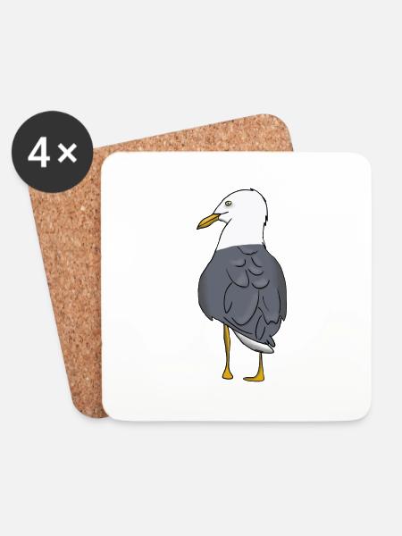 Möwe - Untersetzer (4er-Set) - Weiß