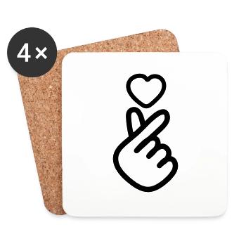 Emoji coeur - Dessous de verre (lot de 4) - blanc - Devant