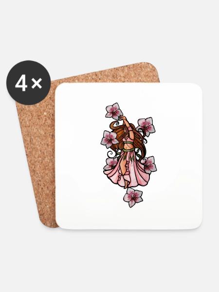 Belly Dance Orchids - Coasters (set of 4) - white