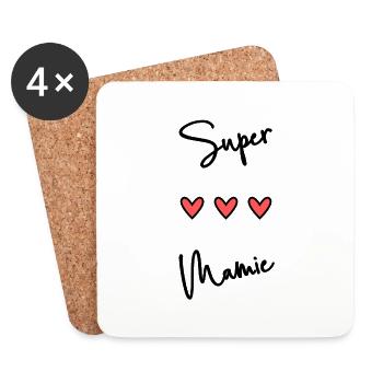 FÊTE DES MÈRES. BONNE FÊTE MAMIE. JE T'AIME MAMIE. - Dessous de verre (lot de 4) - blanc - Devant