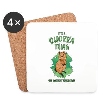 Quokka Saying Fun Australia Marsupial Gift - Coasters (set of 4) - white - Front