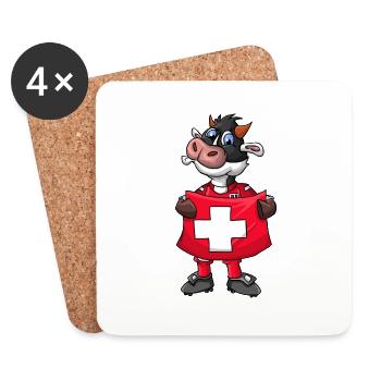 Swiss fan cow - Coasters (set of 4) - white - Front