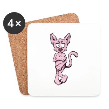 Nackte Sphynx Katze - Untersetzer (4er-Set) - Weiß - Vorne