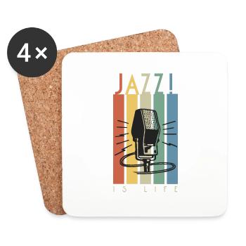 Jazz is Life Vintage Microphone Musique Rétro Design - Dessous de verre (lot de 4) - blanc - Devant