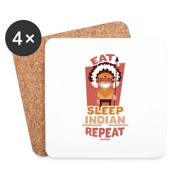 Eat Sleep Indian Repeat Native American People - Untersetzer (4er-Set) - Weiß - Vorne
