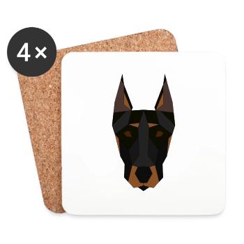 Doberman géométrique - Dessous de verre (lot de 4) - blanc - Devant