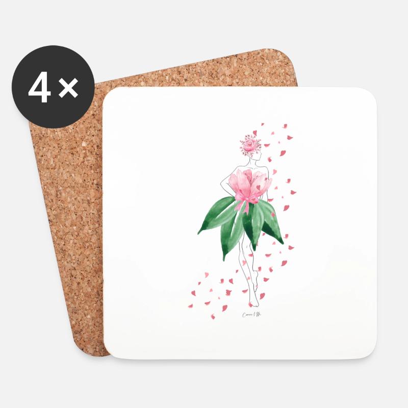 Blumenfrau4 - Untersetzer (4er-Set) - Weiß