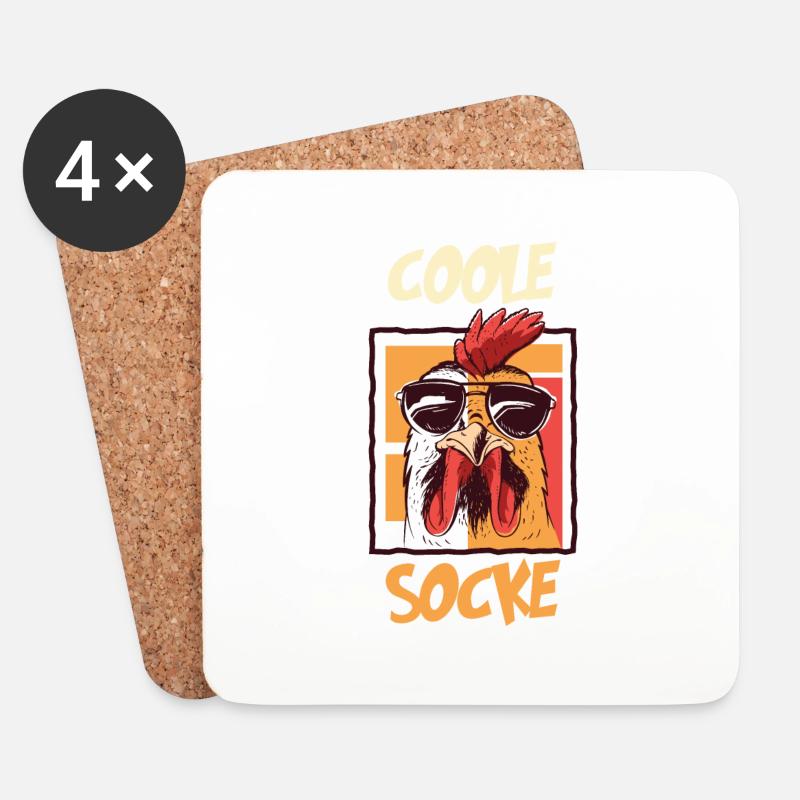 Coole Socke Cooles Hühnchen mit Sonnenbrille Huhn - Untersetzer (4er-Set) - Weiß