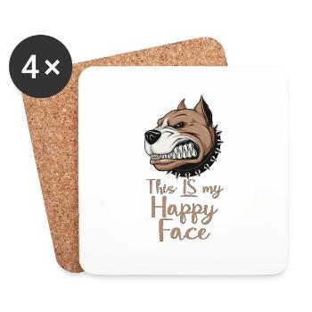 Visage en colère visage en colère chien suédois suédois en colère - Dessous de verre (lot de 4) - blanc - Devant