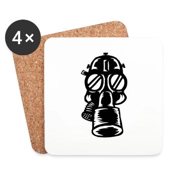 Retro Filter Gas Mask Design - Coasters (set of 4) - white - Front