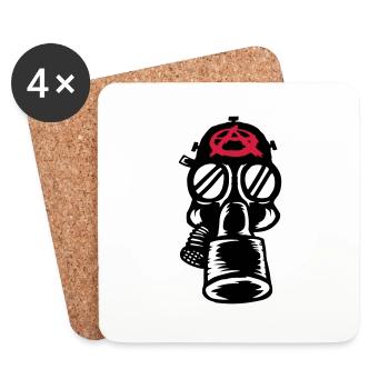 Anarchy Punk Gas Mask Rétro - Dessous de verre (lot de 4) - blanc - Devant