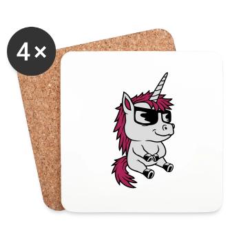 Cool Sunglasses Unicorn Comic - Coasters (set of 4) - white - Front