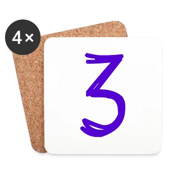 3 YEARS. 3RD ANNIVERSARY. BIRTHDAY 3 YEARS. 3 - Coasters (set of 4) - white - Front