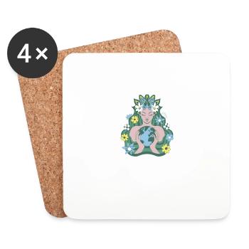 Nature Conservation Climate Protection Earth - Coasters (set of 4) - white - Front