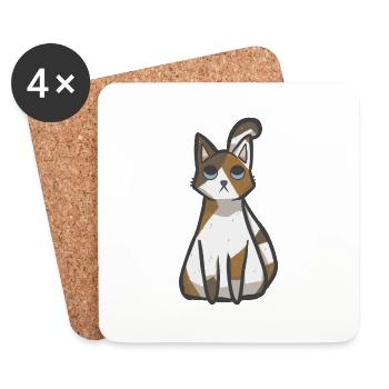 Chat Calico Kawaii - Dessous de verre (lot de 4) - blanc - Devant