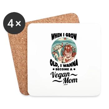 Girl becomes vegan - Coasters (set of 4) - white - Front