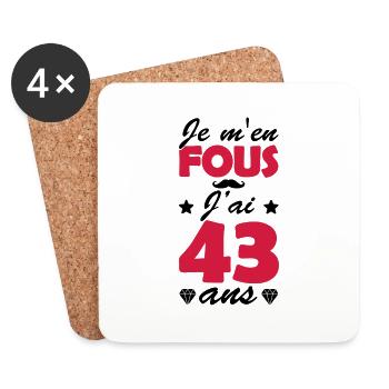 j ai 43 ans / humour anniversaire 43 ans - Dessous de verre (lot de 4) - blanc - Devant