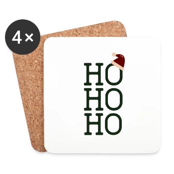 Christmas HoHoHo Santa Claus Beanie Gift - Coasters (set of 4) - white - Front