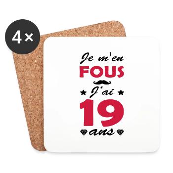 j ai 19 ans / humour anniversaire 19 ans - Dessous de verre (lot de 4) - blanc - Devant