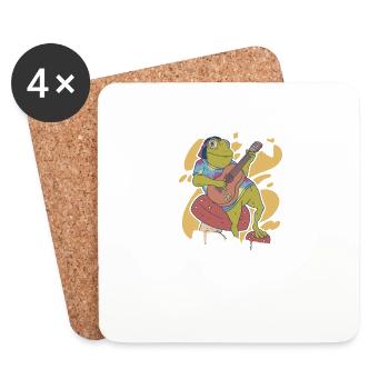 Hippe Frosch Geschenk Geschenkidee - Untersetzer (4er-Set) - Weiß - Vorne