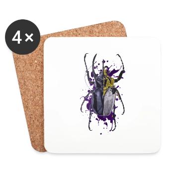 Coléoptère coléoptère insecte - Dessous de verre (lot de 4) - blanc - Devant