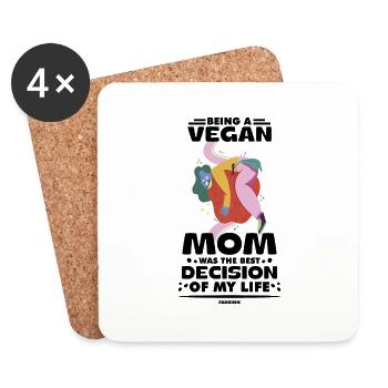 La mère végétalienne aime les fruits et légumes - Dessous de verre (lot de 4) - blanc - Devant