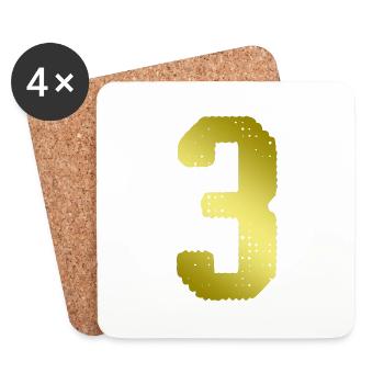 3 Zahl Trikot - Untersetzer (4er-Set) - Weiß - Vorne