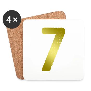 7 Zahl Trikot - Untersetzer (4er-Set) - Weiß - Vorne